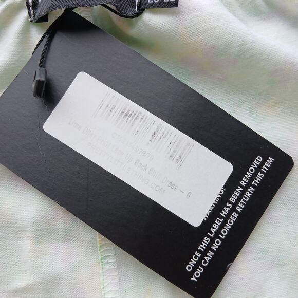 PrettyLittleThing Lime Ditzy Print Lace Up Back Shift Dress sz 4 mini halter NOS - Picture 8 of 16